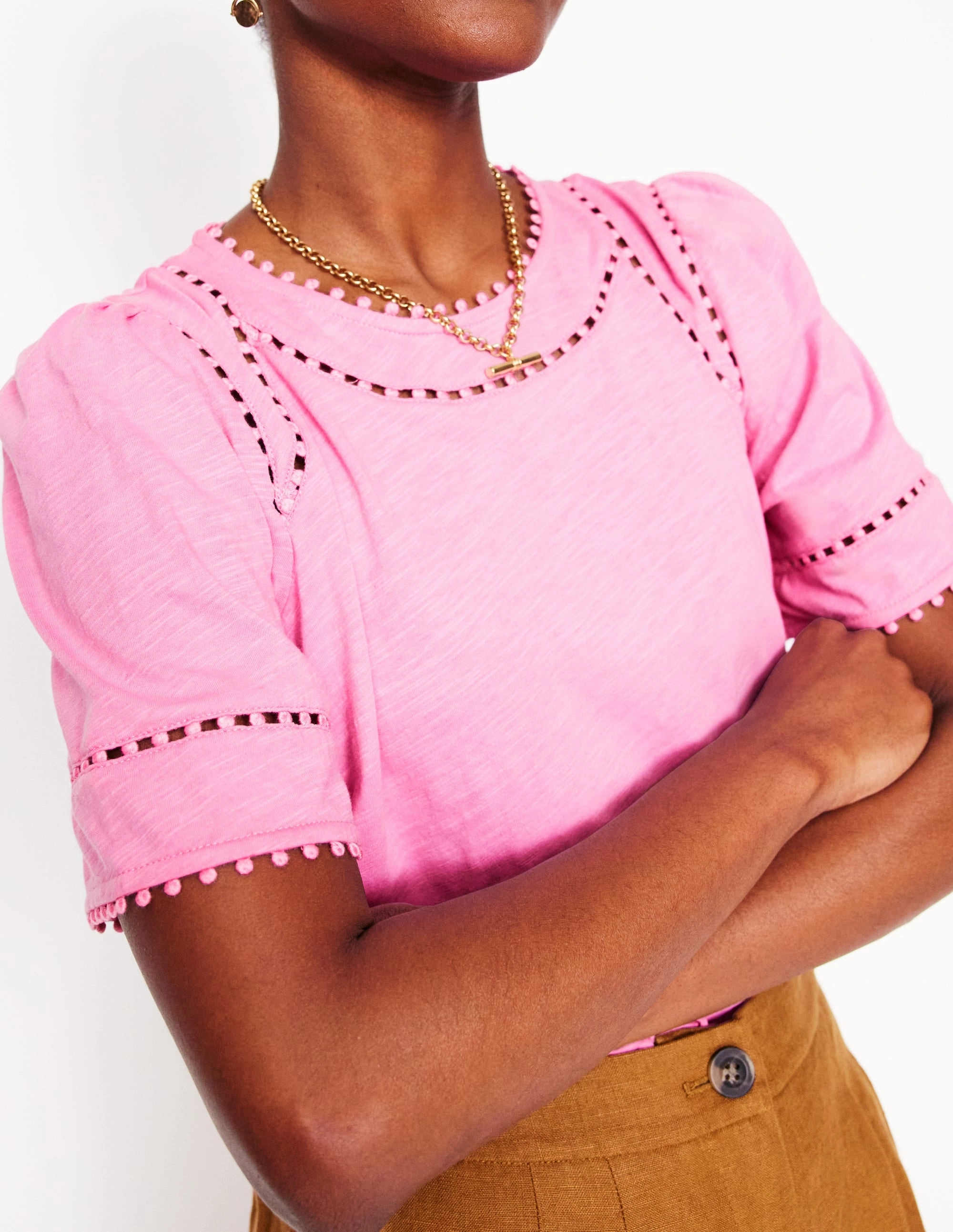 Mila Trim Detail Top-Meadowsweet Pink UltraFineMesh Reinforced Hems