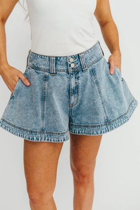 Helena Washed Denim Skort Basketball shorts Comfort Fit