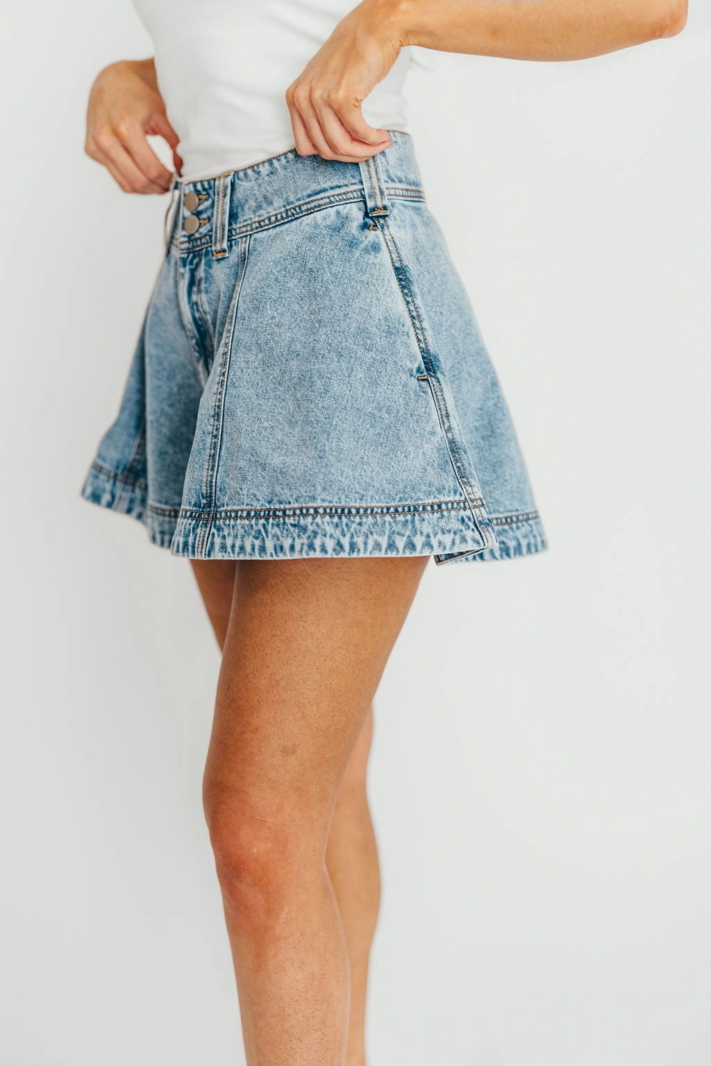 Geometric Print Helena Washed Denim Skort