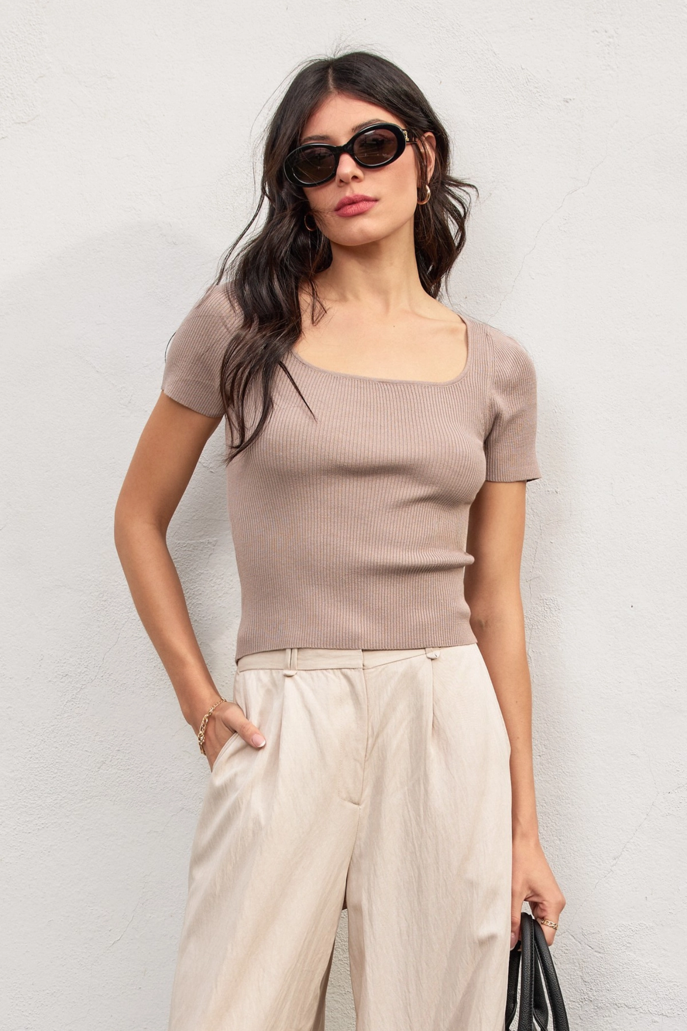 Reflective accents SERENA SQUARE NECK TOP