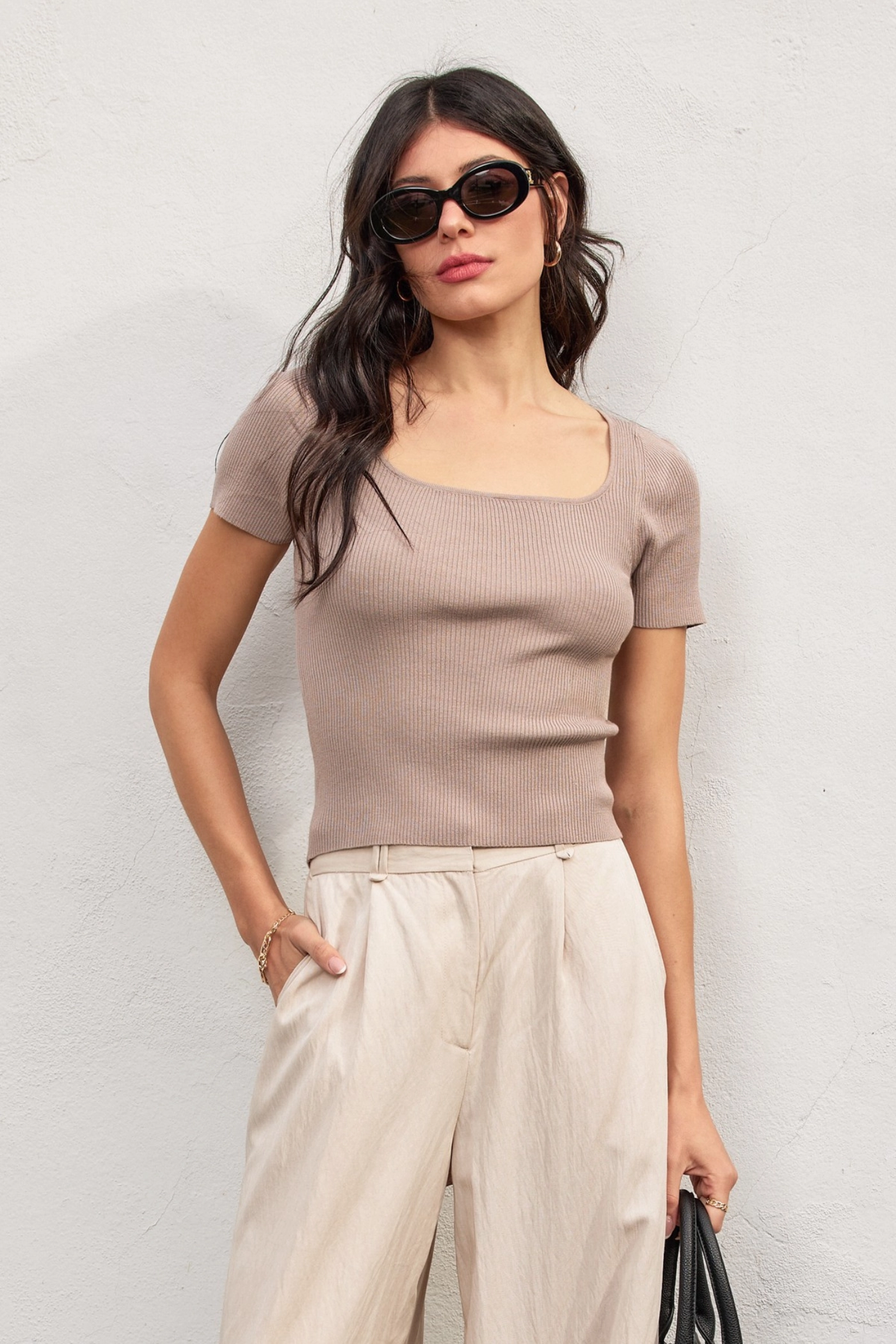 SERENA SQUARE NECK TOP Layered Collar Design