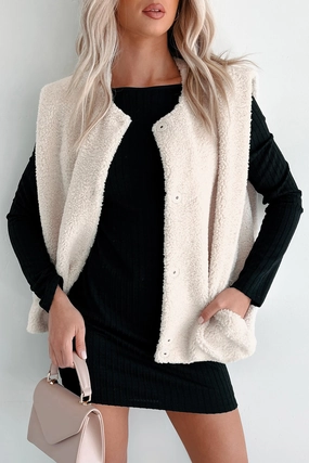 Took A Chance Oversized Sherpa Vest (Cream) Noise Reduced Fabrics Reinforced Seam Durability