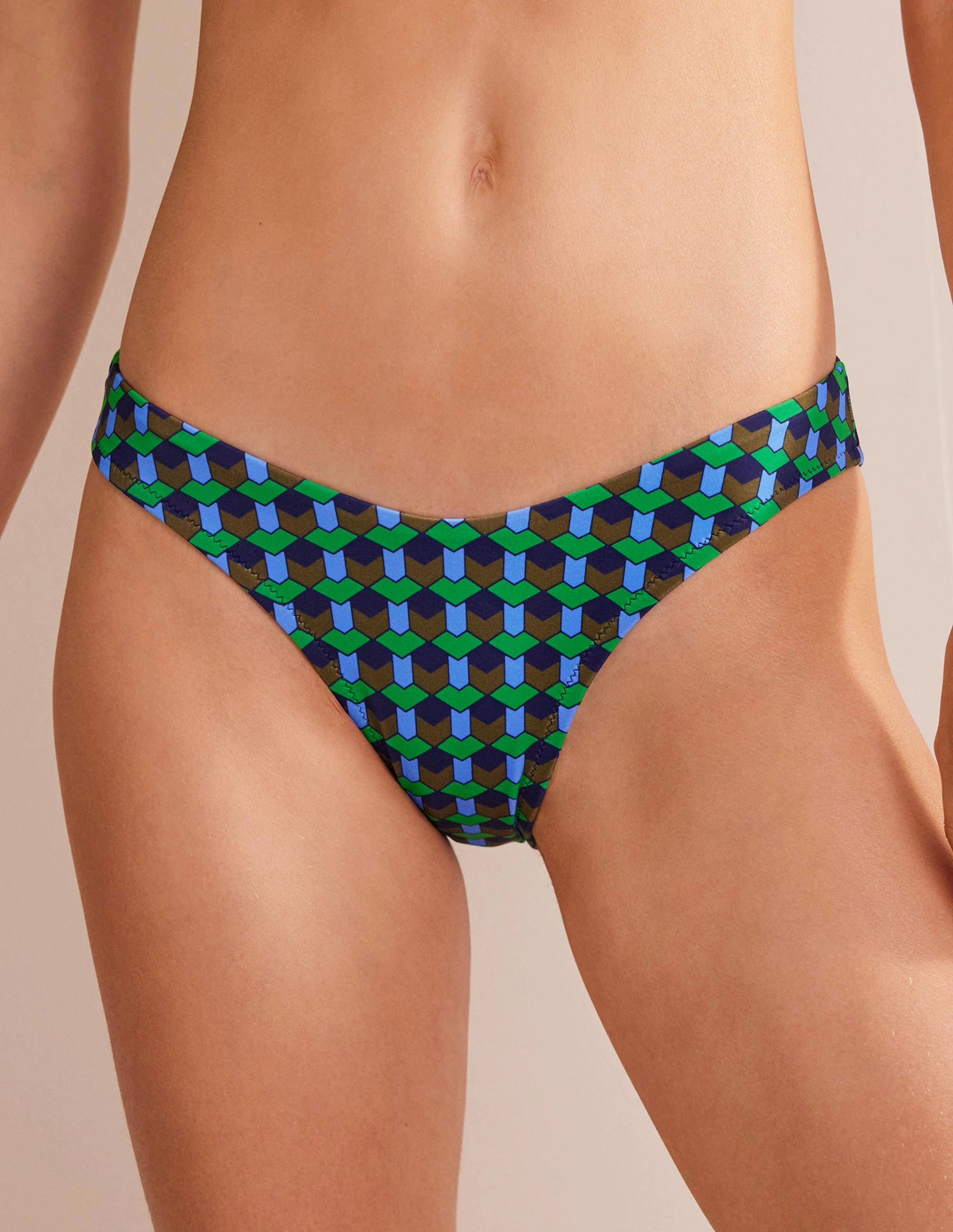 Travel Friendly Curved-Top Bikini Bottoms-Bright Green, Multi Geo