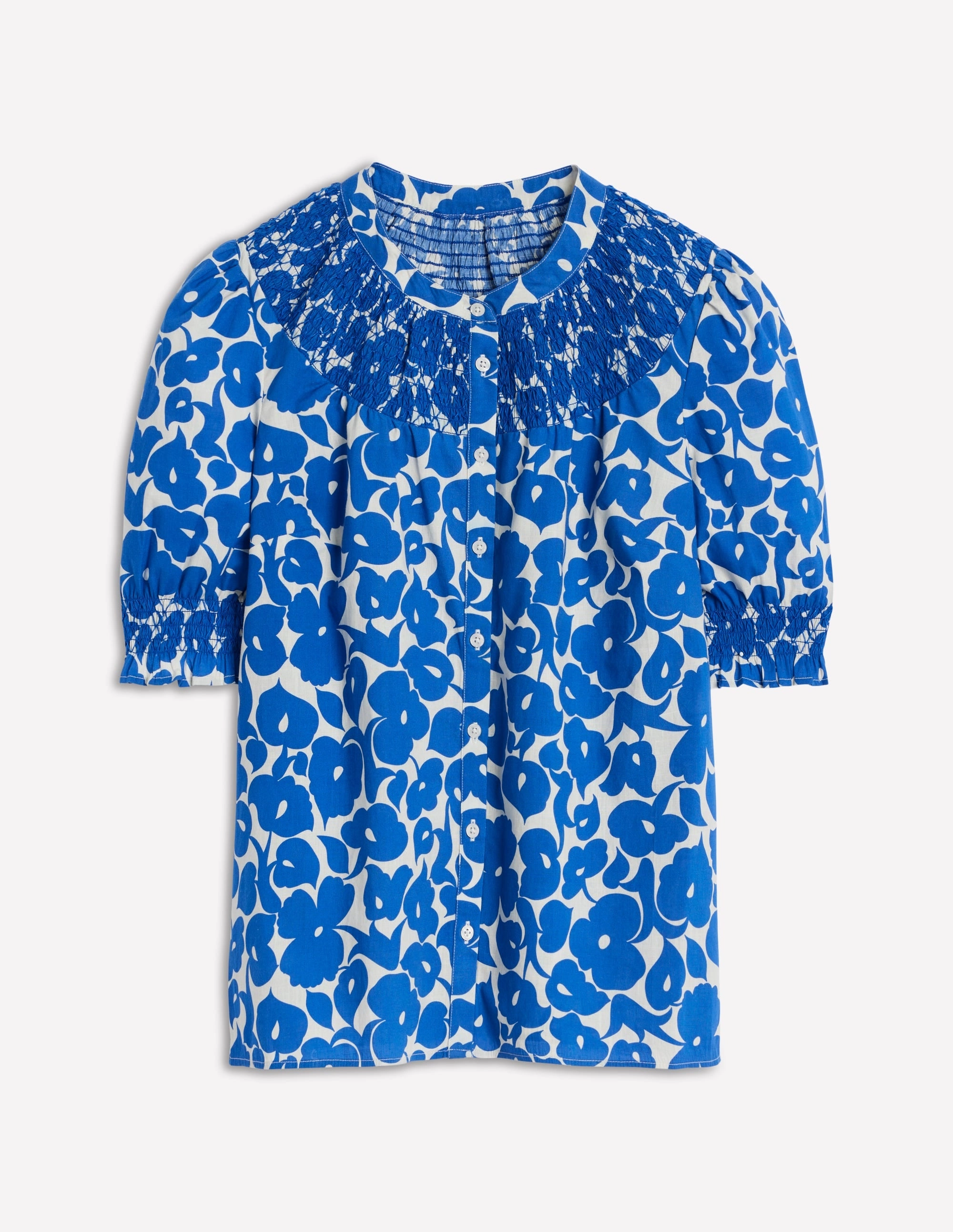 AntiStatic Coating AntiPill Finish Effie Short Sleeve Top-Bright Blue, Leafy Grove