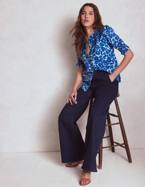 Casual Tank Effie Short Sleeve Top-Bright Blue, Leafy Grove