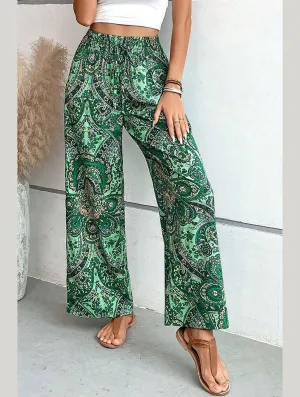ElasticWaist All-in-one printed elastic-waisted wide-leg pants_CWBLP0726