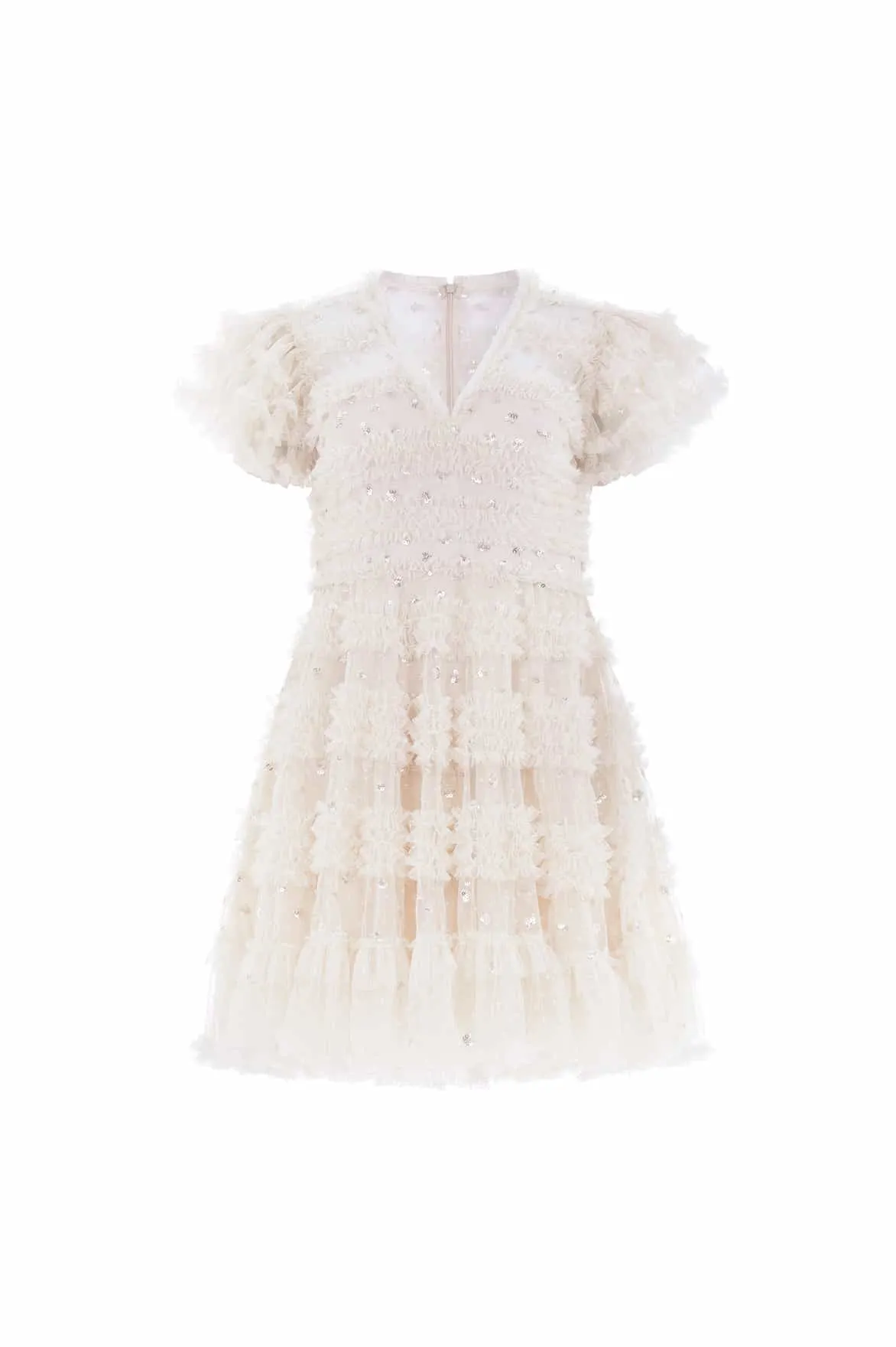 Glossy-Finish Vivian V-Neck Micro Mini Dress