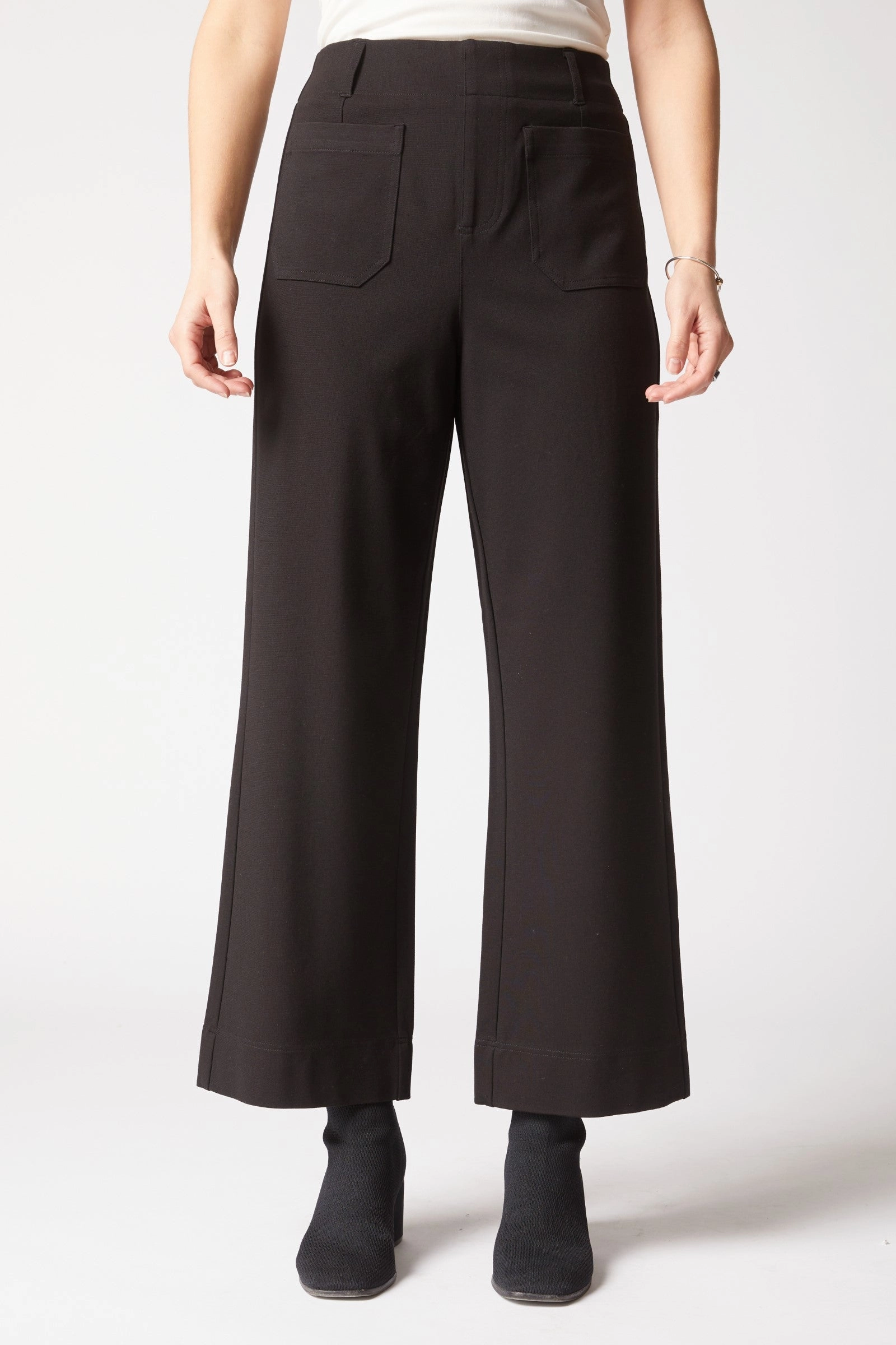 FlexibleRibbing High Neckline Habitat Luxe Ponte Flood Pant in Black