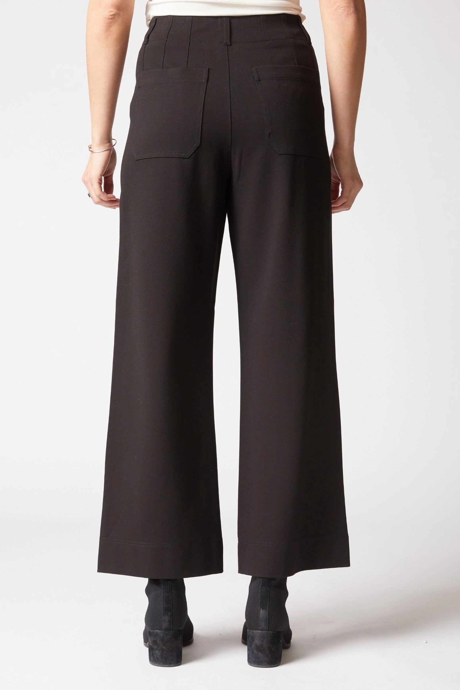 Habitat Luxe Ponte Flood Pant in Black EthicallySourced Low Profile Zipper Closure