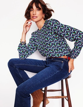 BoxySilhouette Silicone Print Detail Easy Printed Top-Kingfisher Blue, Blossom Stamp