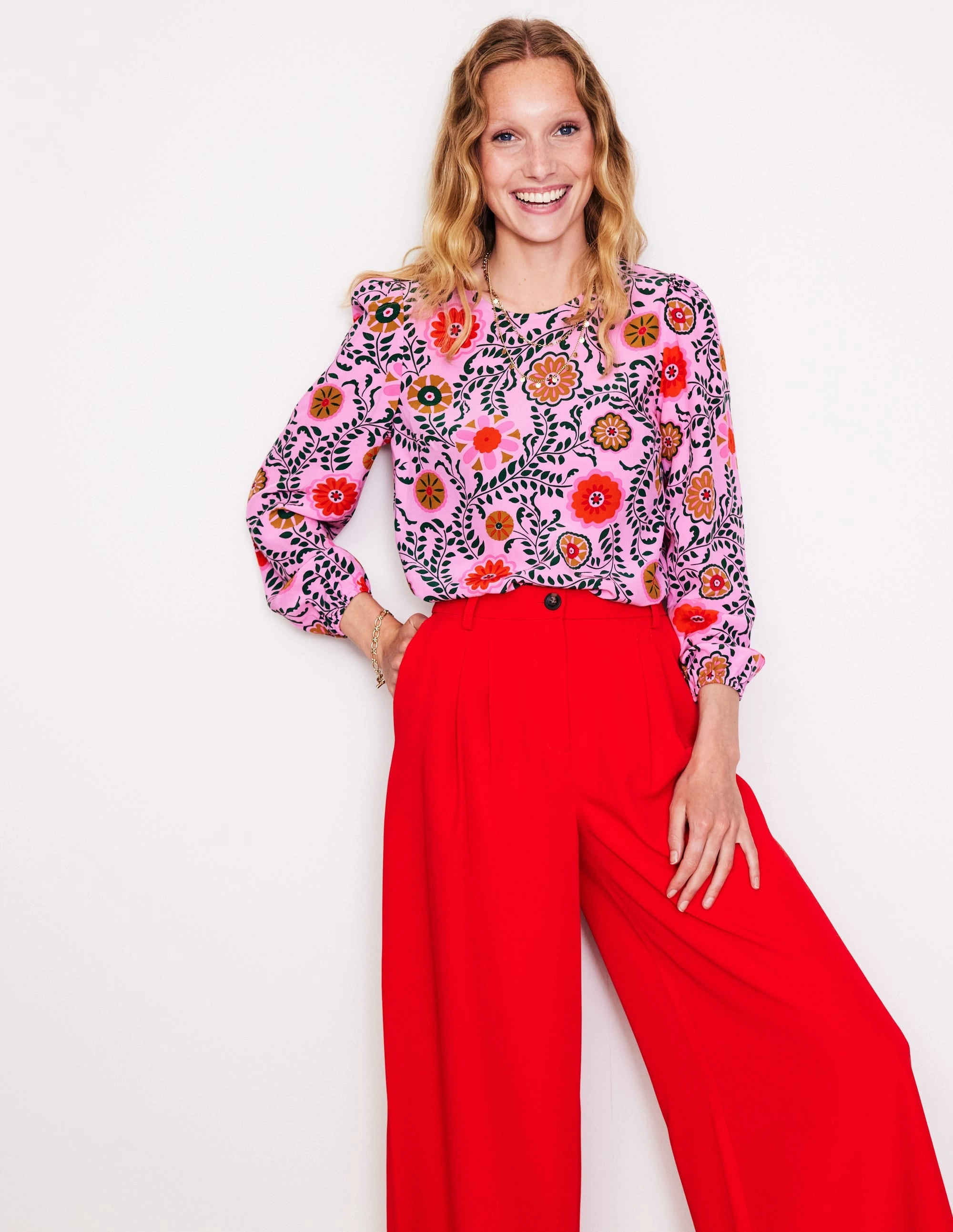 Easy Printed Top-Vintage Mauve, Meadow Vine MultiPanelBreathability FrictionResistant Fabric