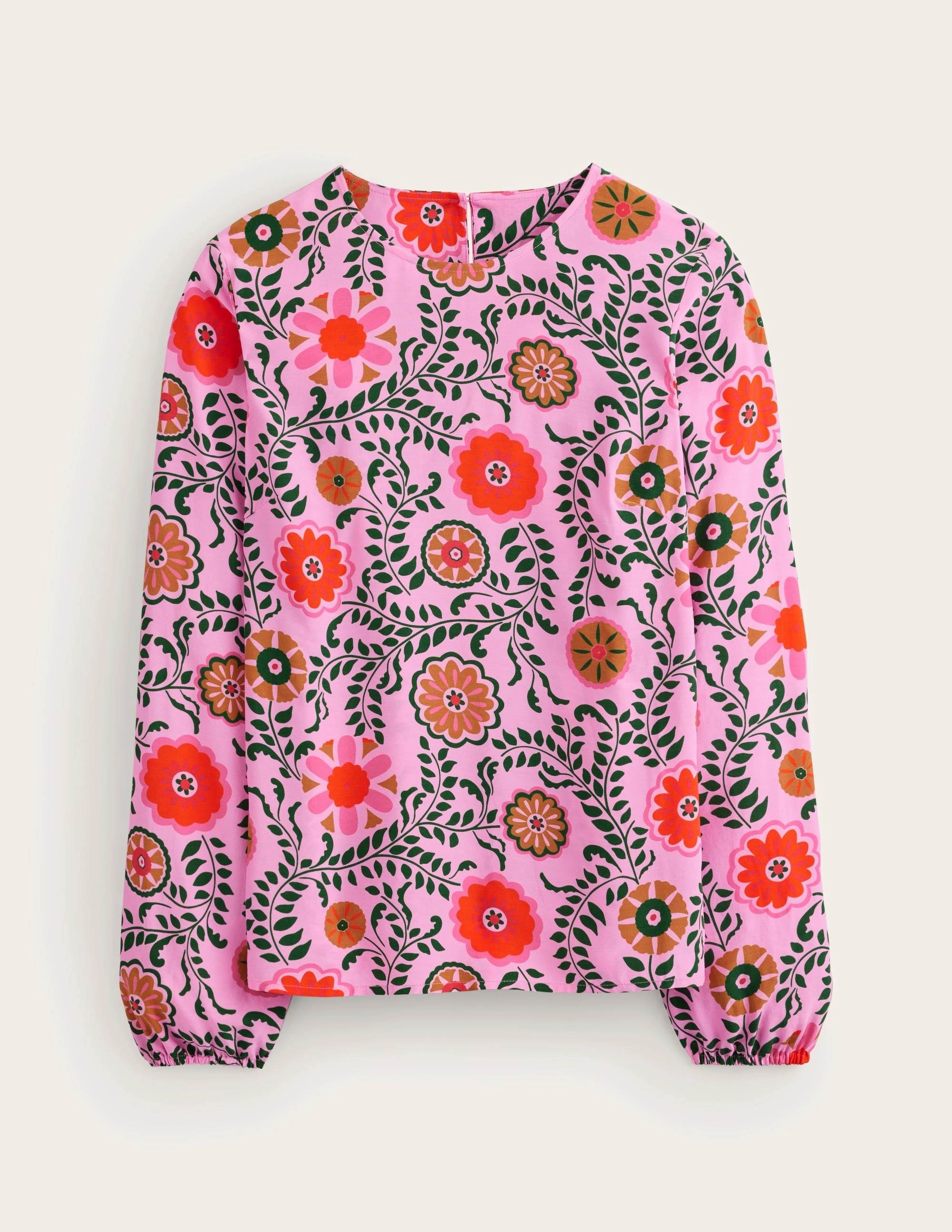 Easy Printed Top-Vintage Mauve, Meadow Vine RecycledBlend