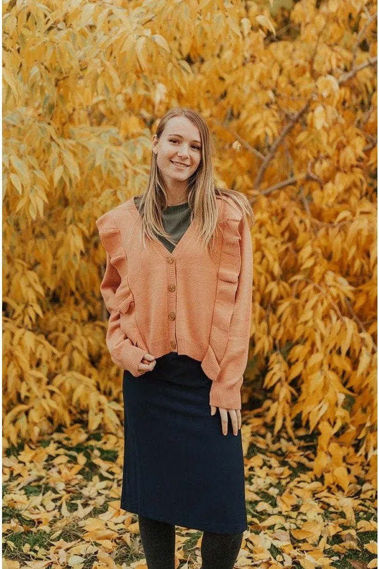 Claire Ruffled Cardigan Ginger Thermal Regulating Design