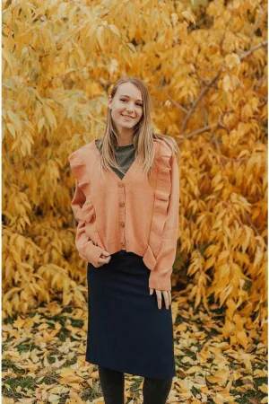 Claire Ruffled Cardigan Ginger Thermal Regulating Design