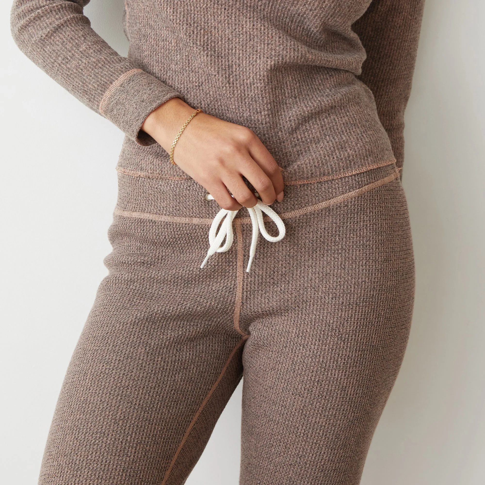 Cozy Heather Thermal Cuff Sweat Slim Stretch Fit