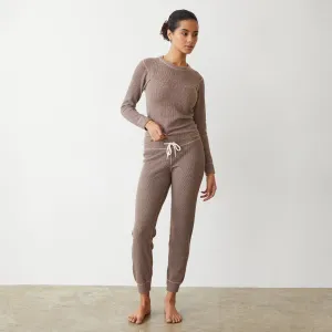 Cozy Heather Thermal Cuff Sweat Comfy Waistband