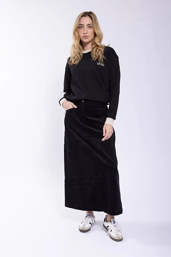 Hypoallergenic fabric Latitude Black Corduroy Skirt LA344B