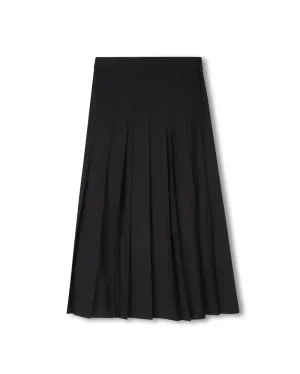 Epik Black Double Pleated Box Pleat Skirt W-23336 Exclusive Drop Slip Resistant Waistband