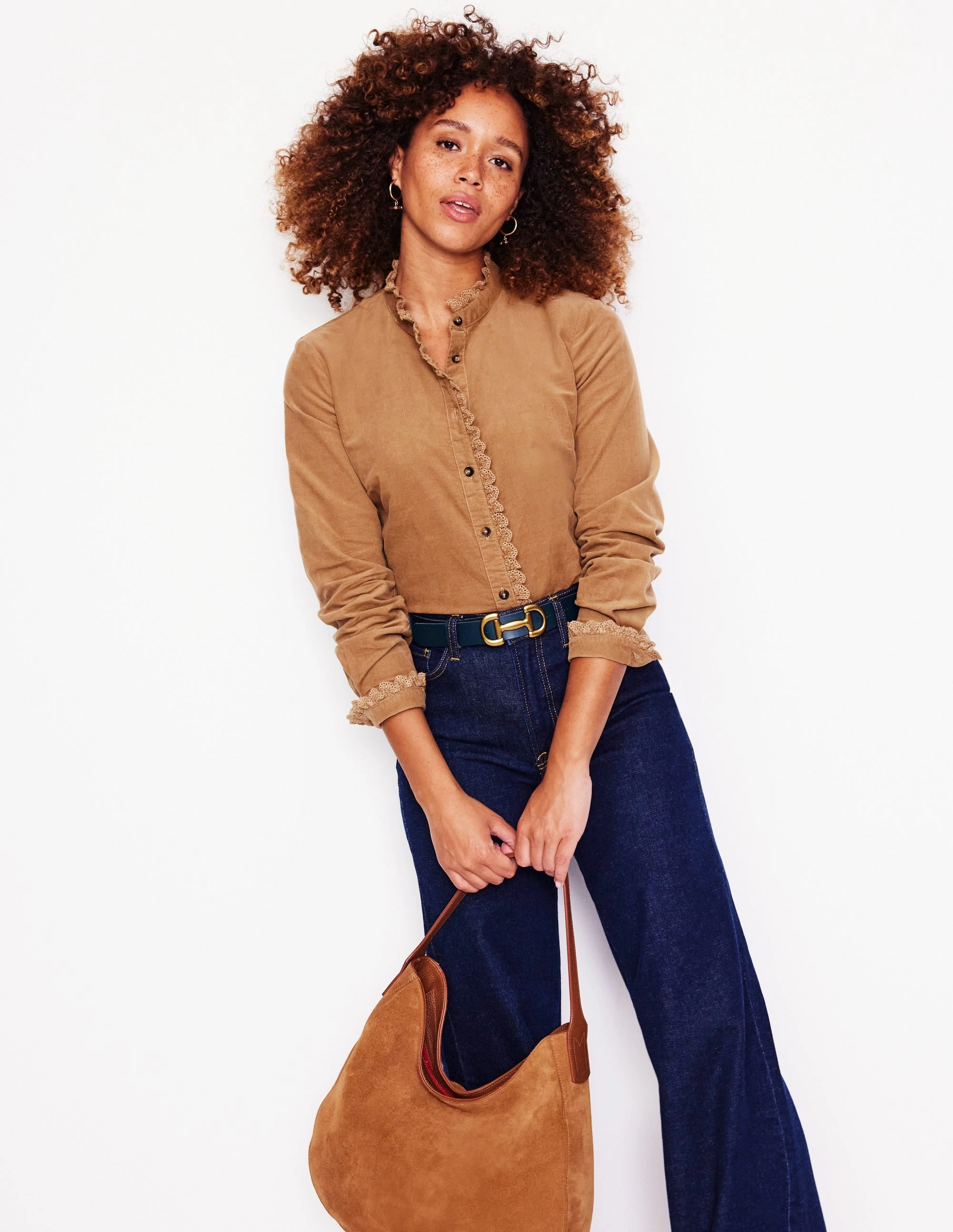 Phoebe Cord Shirt-Camel Odor Resistant Finish Snag Free Fabric