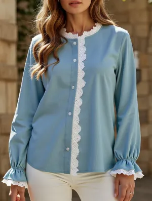 Commuting long-sleeved lace cardigan top Ventilated Back Panel