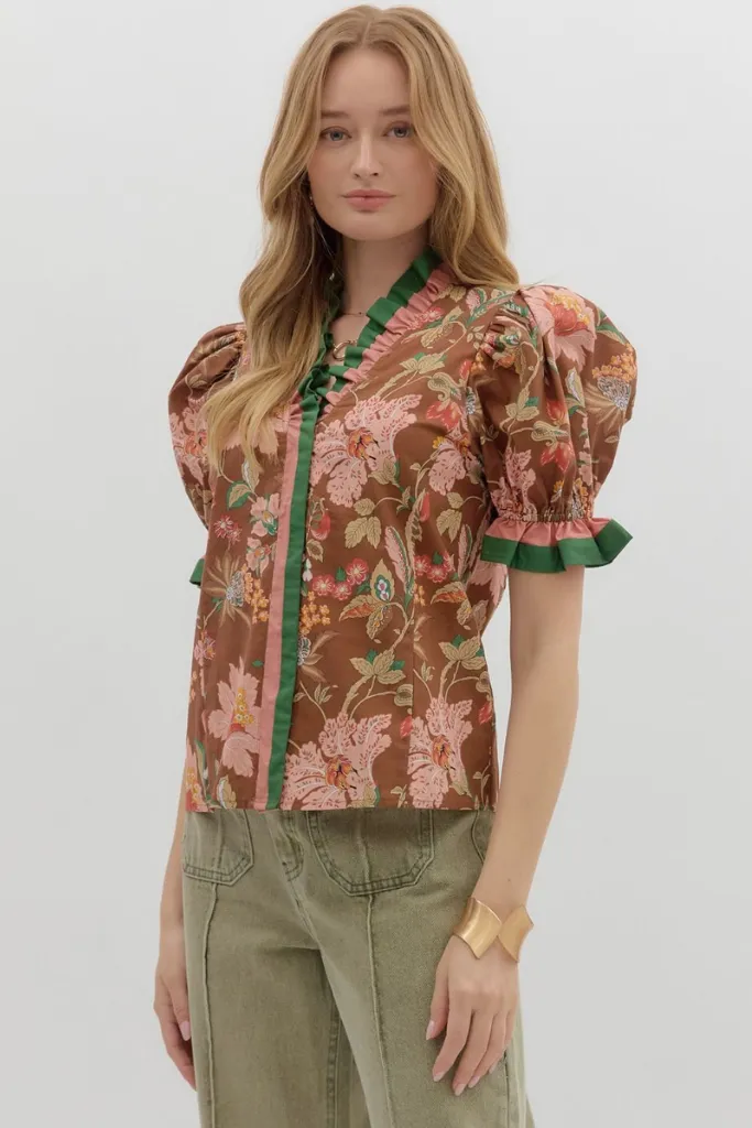 Athletic Look Juliet Floral Ruffle Top