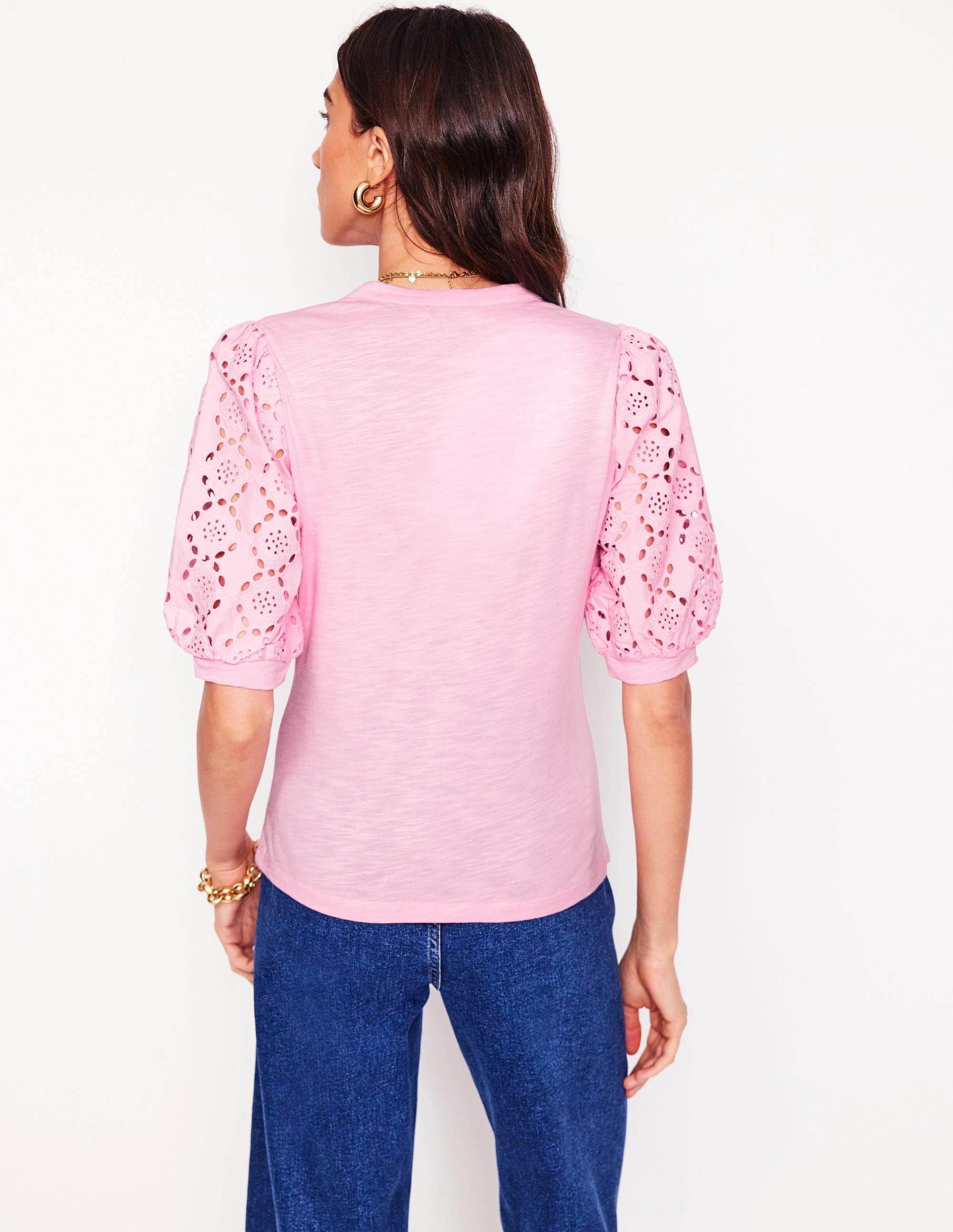 Quick Access Pockets WideNeckline Eden Puff Sleeve Henley Top-Soft Pink
