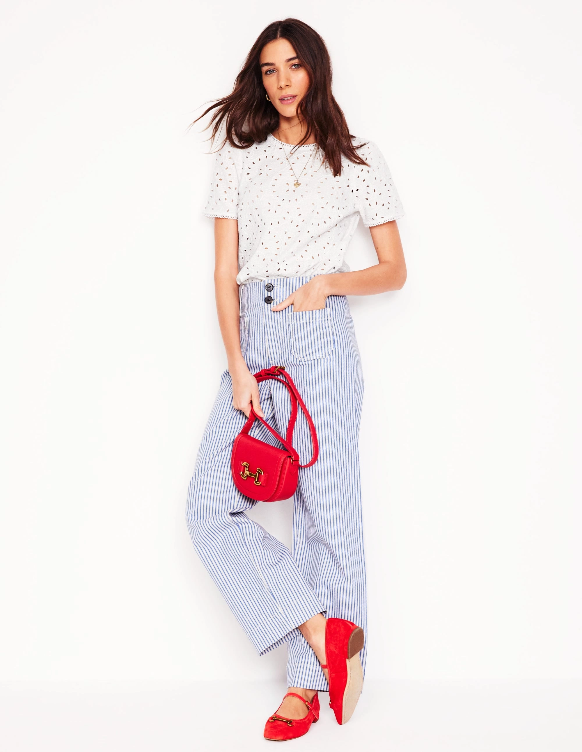 Edi Embroidered Top-White Recycled Polyester Material