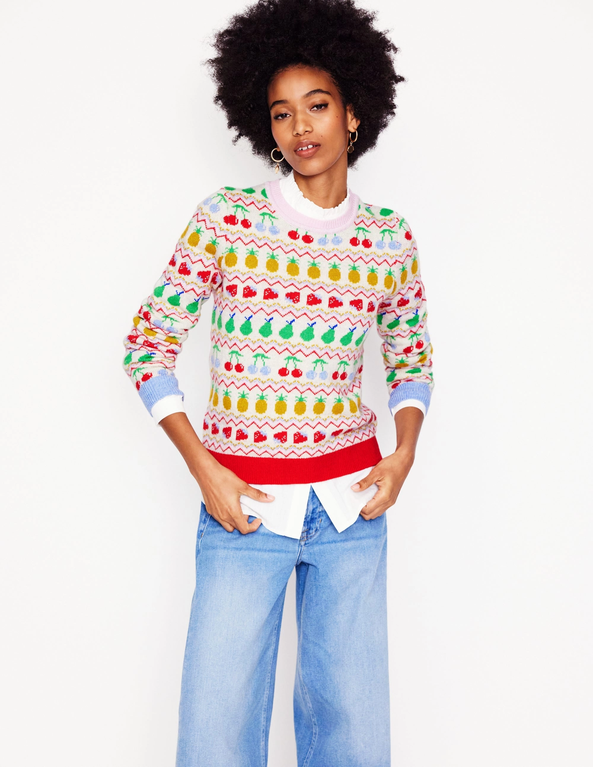 WrinkleResistant Knit City Warmth Edie Fair Isle Jumper-Ecru Marl, Fruit