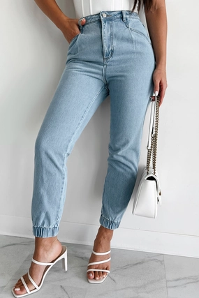 Edison Elastic Cuff Jogger Jeans (Light Denim) HypoallergenicFibers