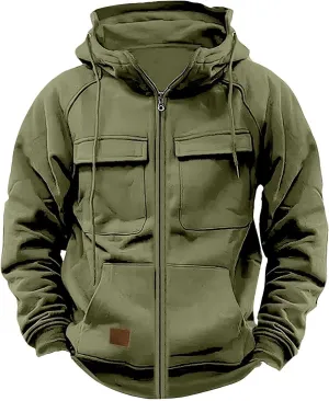 Eduavar Lightweight Hoodies for Men Zip Up Hoodies for Men Pullover Vintage Casual Zip Up Solid Hoodies Coats with Pockets