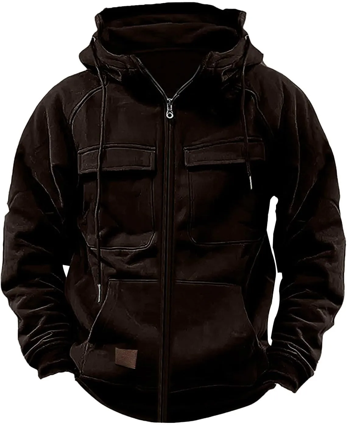 Eduavar Lightweight Hoodies for Men Zip Up Hoodies for Men Pullover Vintage Casual Zip Up Solid Hoodies Coats with Pockets