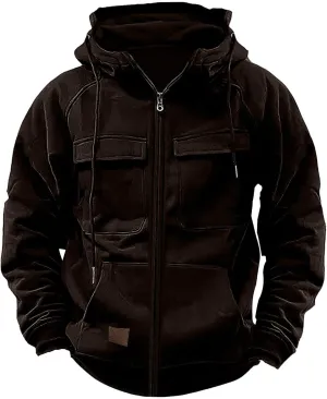 Eduavar Lightweight Hoodies for Men Zip Up Hoodies for Men Pullover Vintage Casual Zip Up Solid Hoodies Coats with Pockets