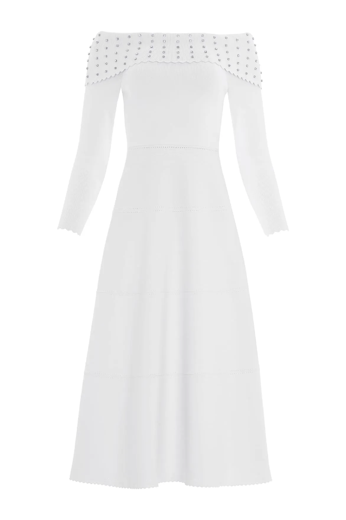 Embellished Bardot Knit Gown Bold Look