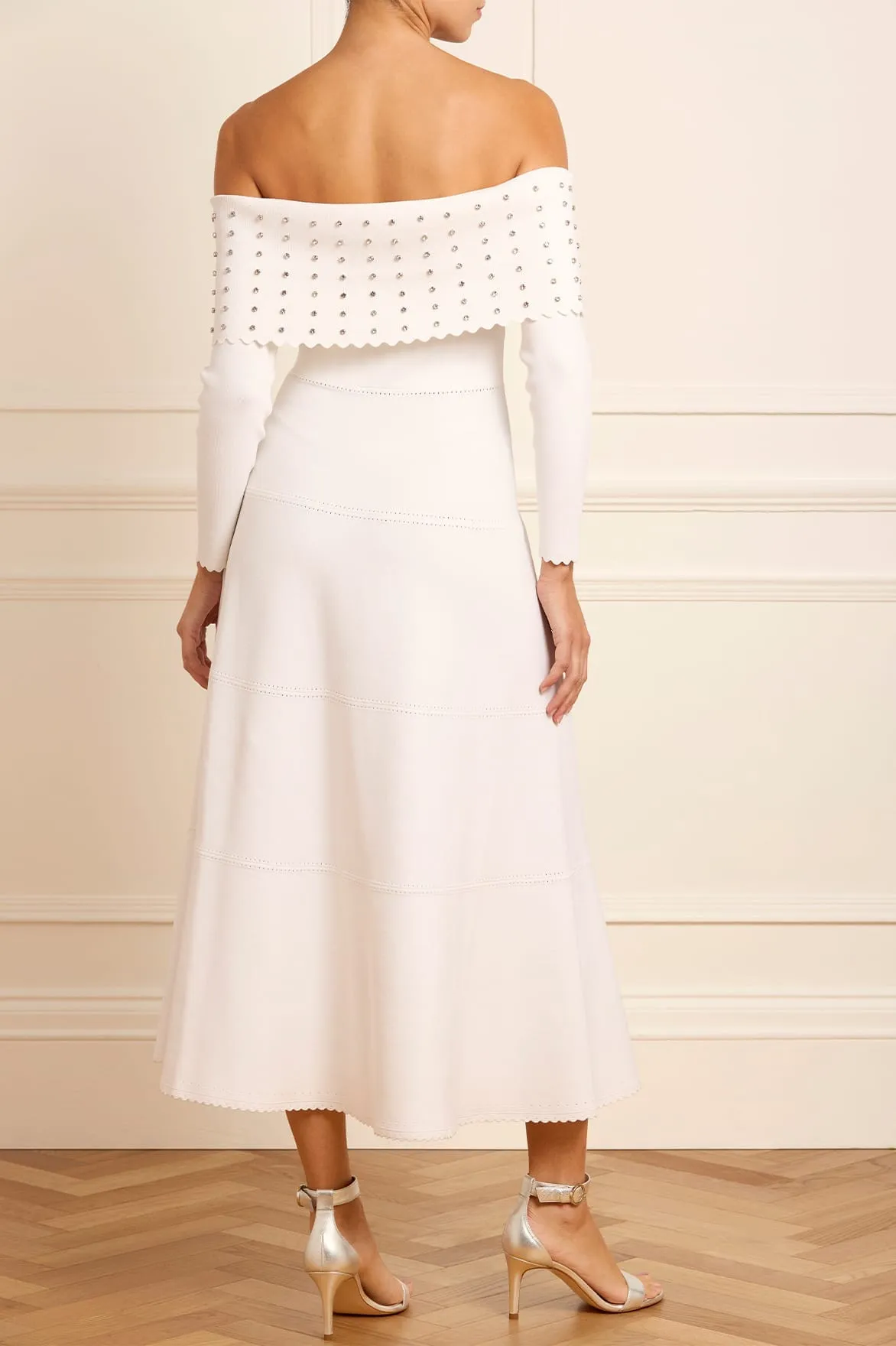 Embellished Bardot Knit Gown Timeless Layering Winter Classic