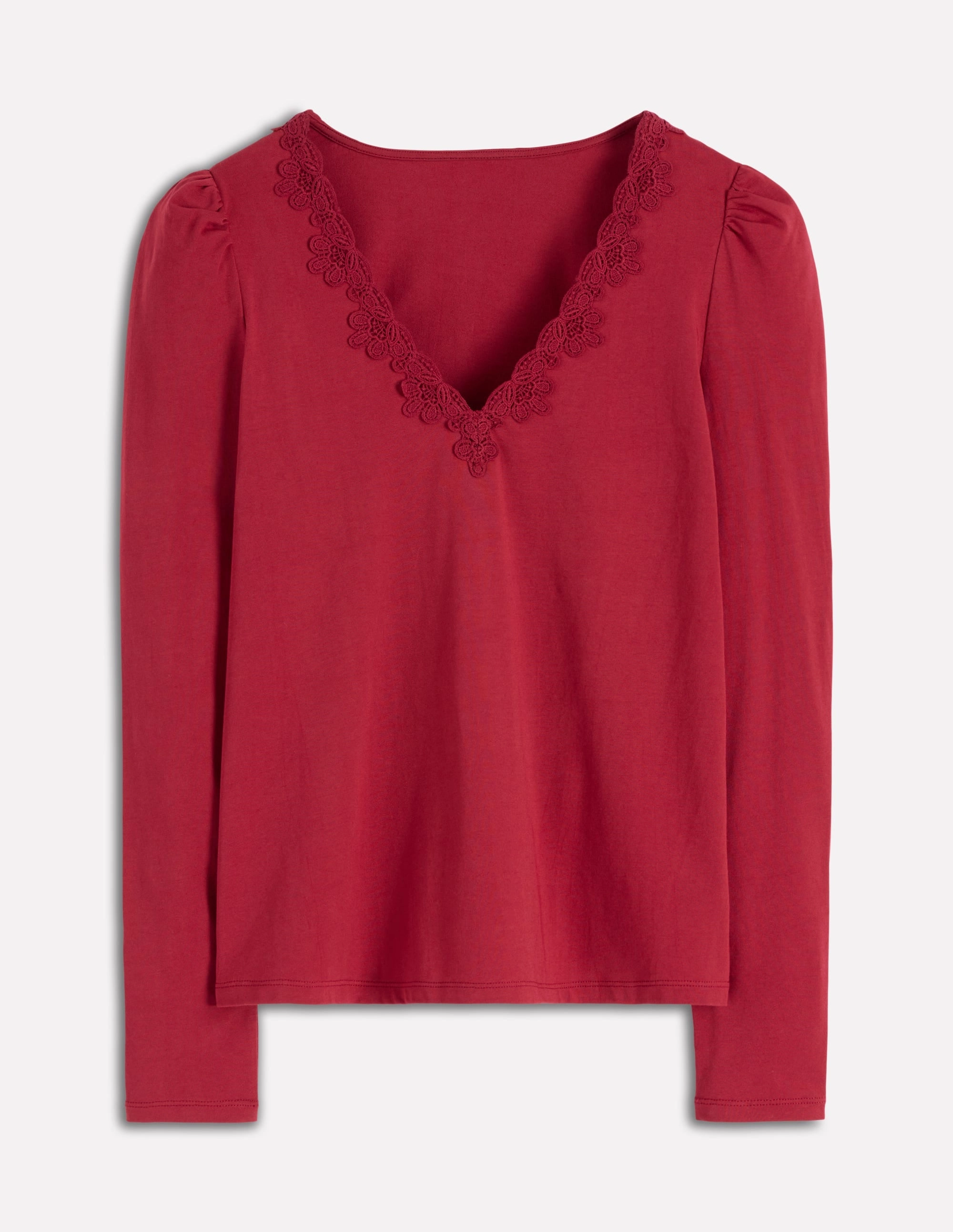 Flora Lace V-neck Top-Burgundy Red Comfortable Collar TearResistant Blends