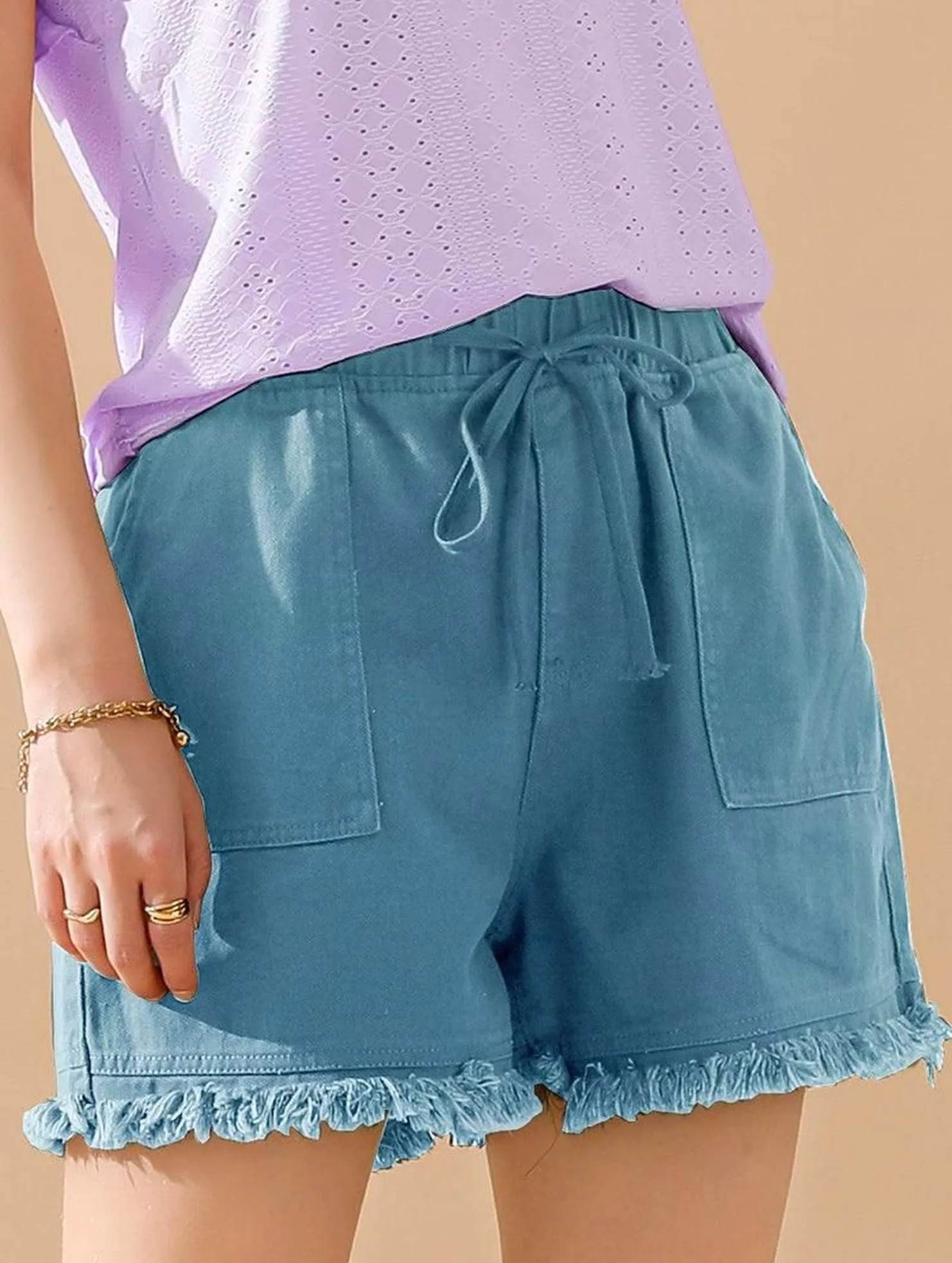 Layering Piece ELASTIC WAIST CASUAL DENIM SHORTS