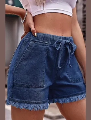 ELASTIC WAIST CASUAL DENIM SHORTS Effortless Layer