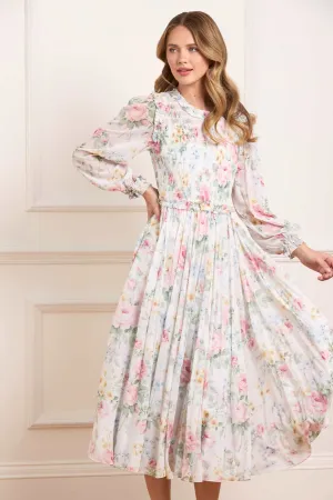 Pompadour Garden Chiffon Smocked Ballerina Dress Professional Comfort Stylish Look