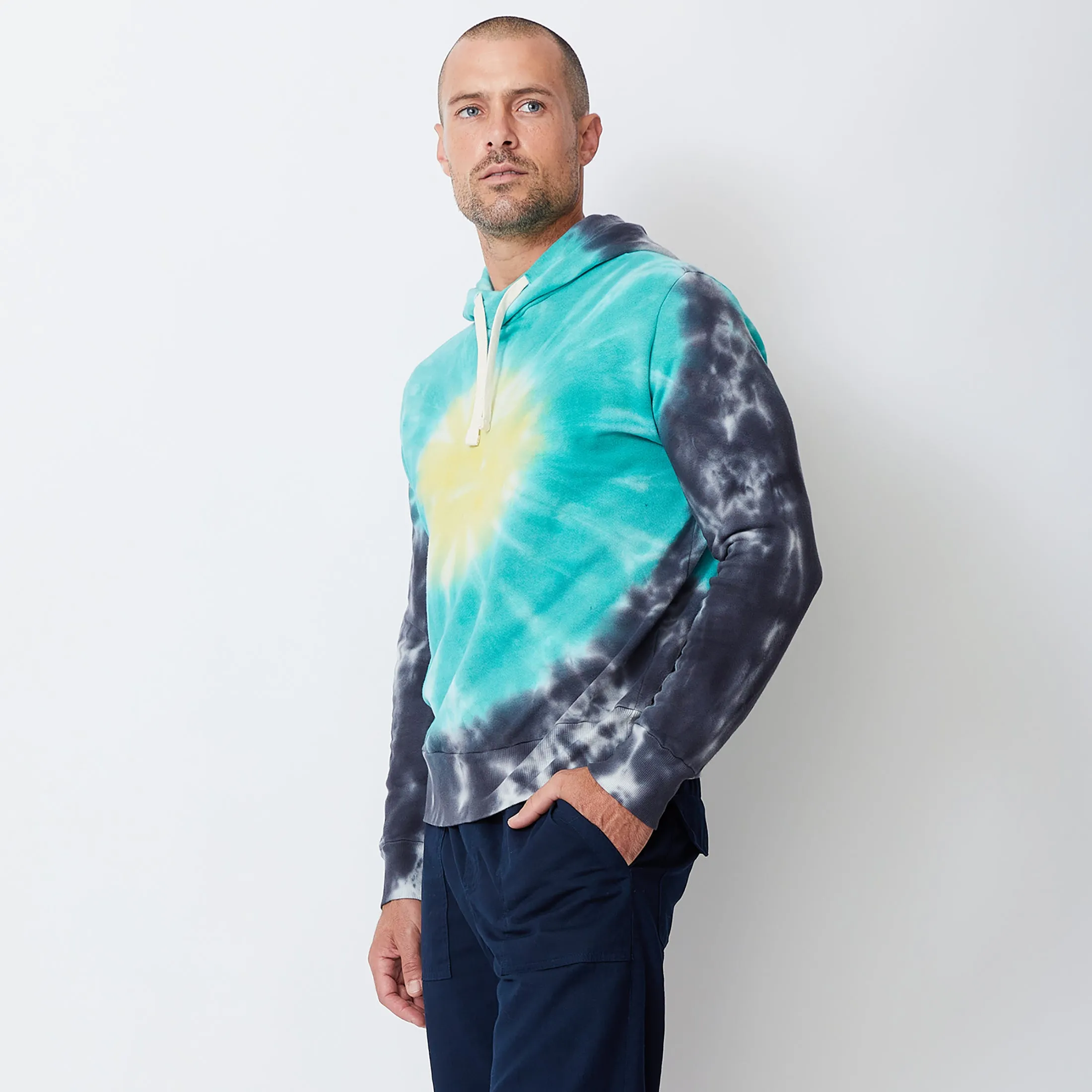 Sunburst Tie Dye Pullover Hoody VentedBack TearResistant Blends