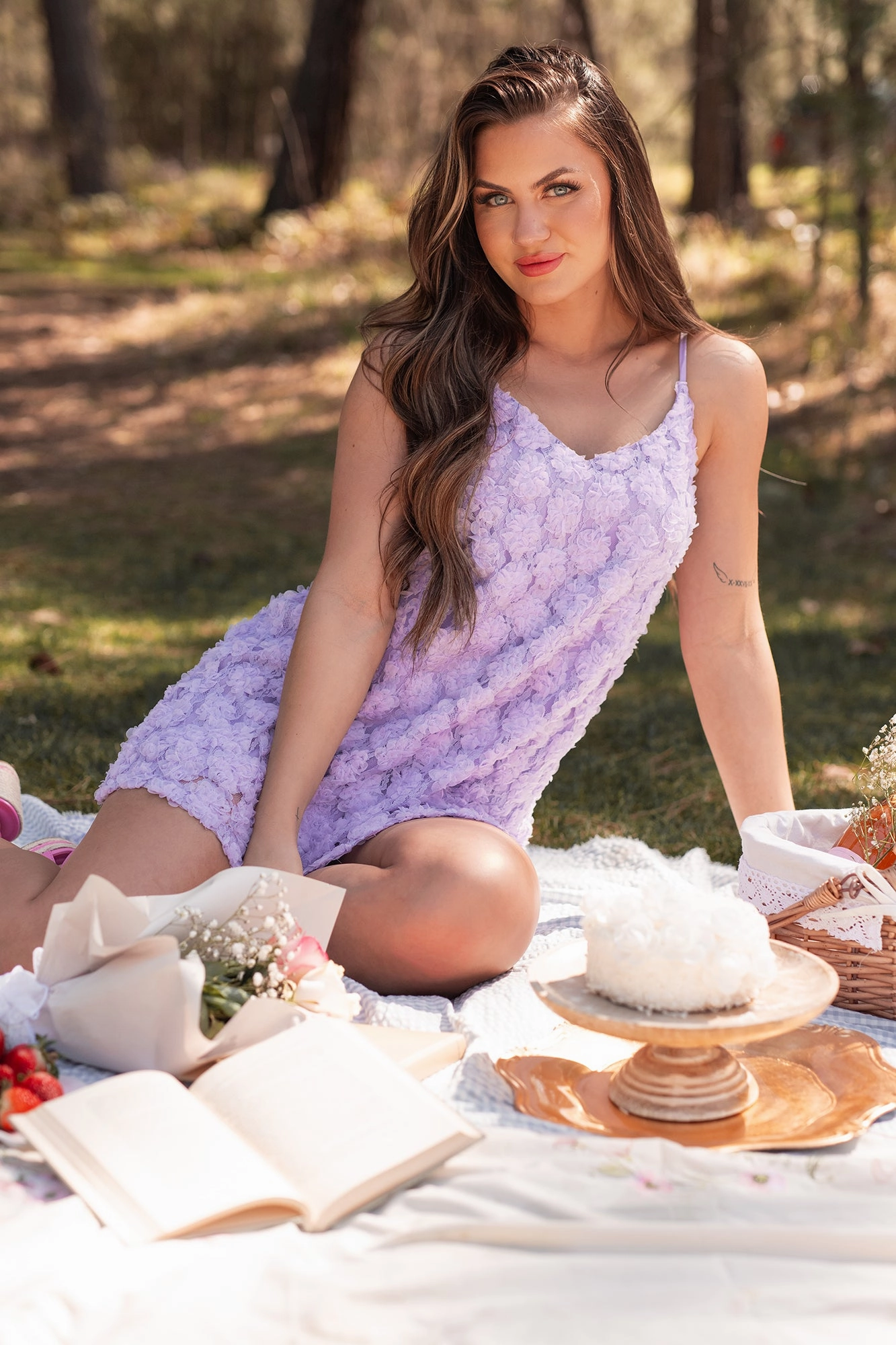 Elegance In Bloom Floral Textured Mini Dress (Periwinkle) ReinforcedHem