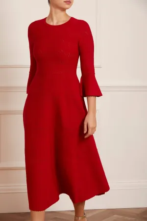 Printed-Fabric Effortless Mood Pretty Pointelle Knit Ankle Gown
