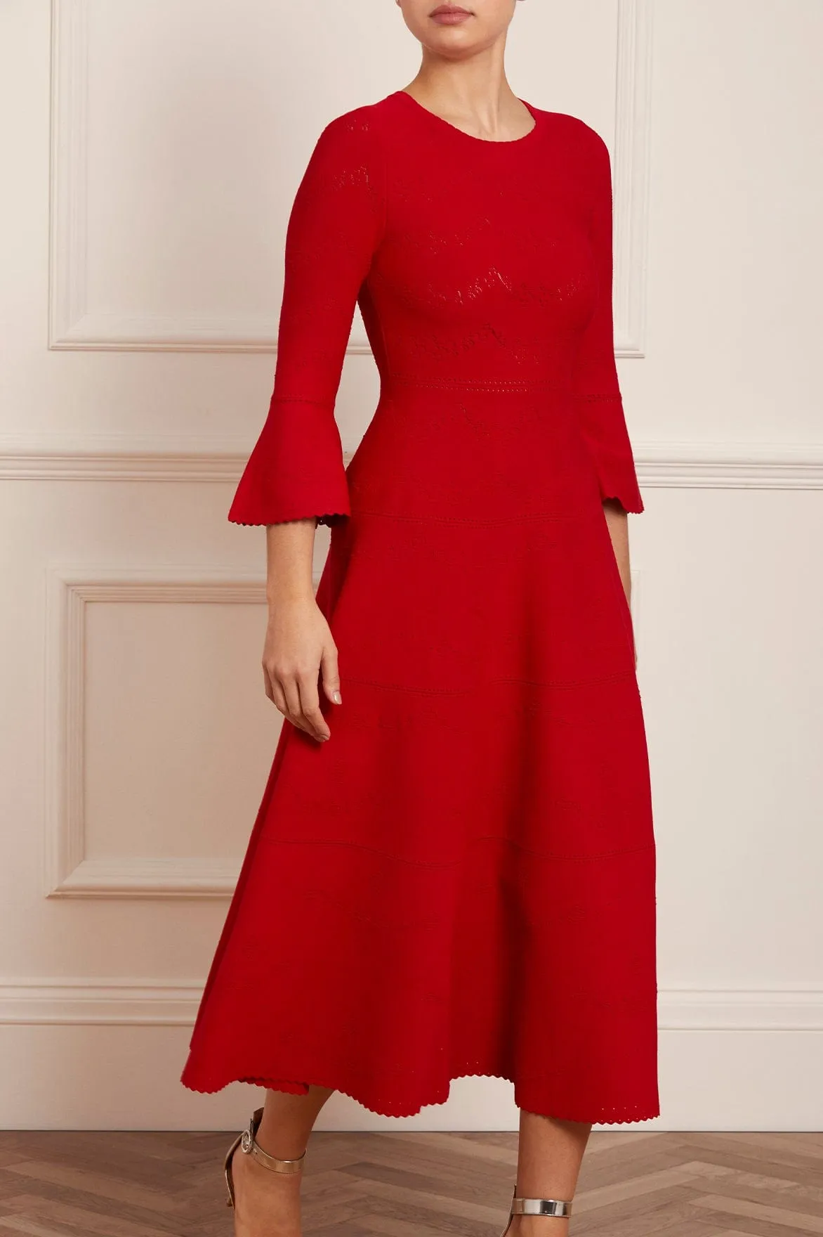 Weekend Chic Modern Silhouette Pretty Pointelle Knit Ankle Gown