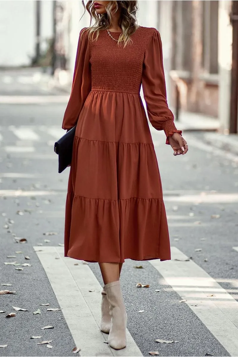 Comfortable Waist Design Hand-Wash SLIM FIT WAIST CASUAL DRESS