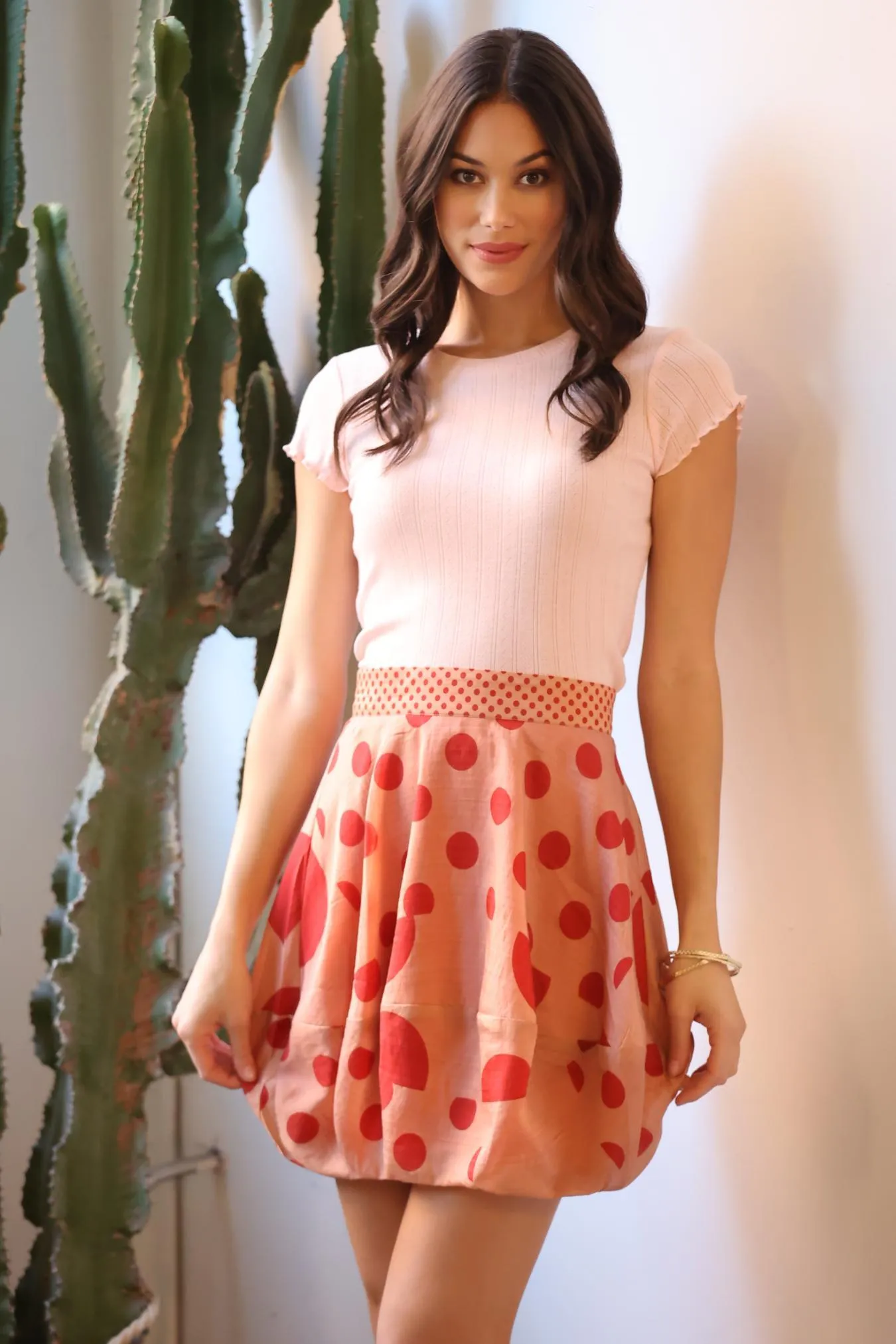 Eva Franco Dotted Mini Skirt Easy Outfit