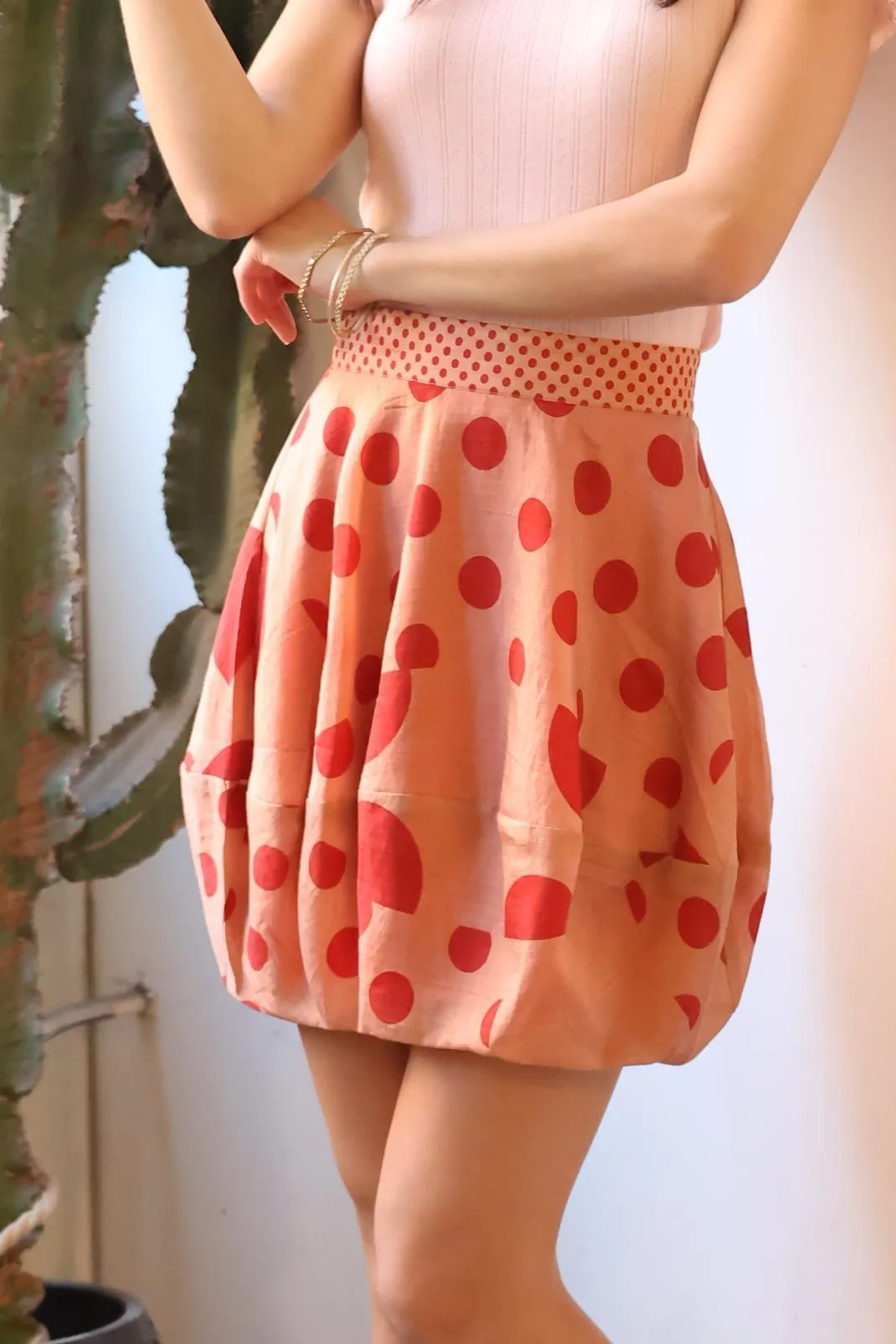 Eva Franco Dotted Mini Skirt Crafted Detail Clean Aesthetic