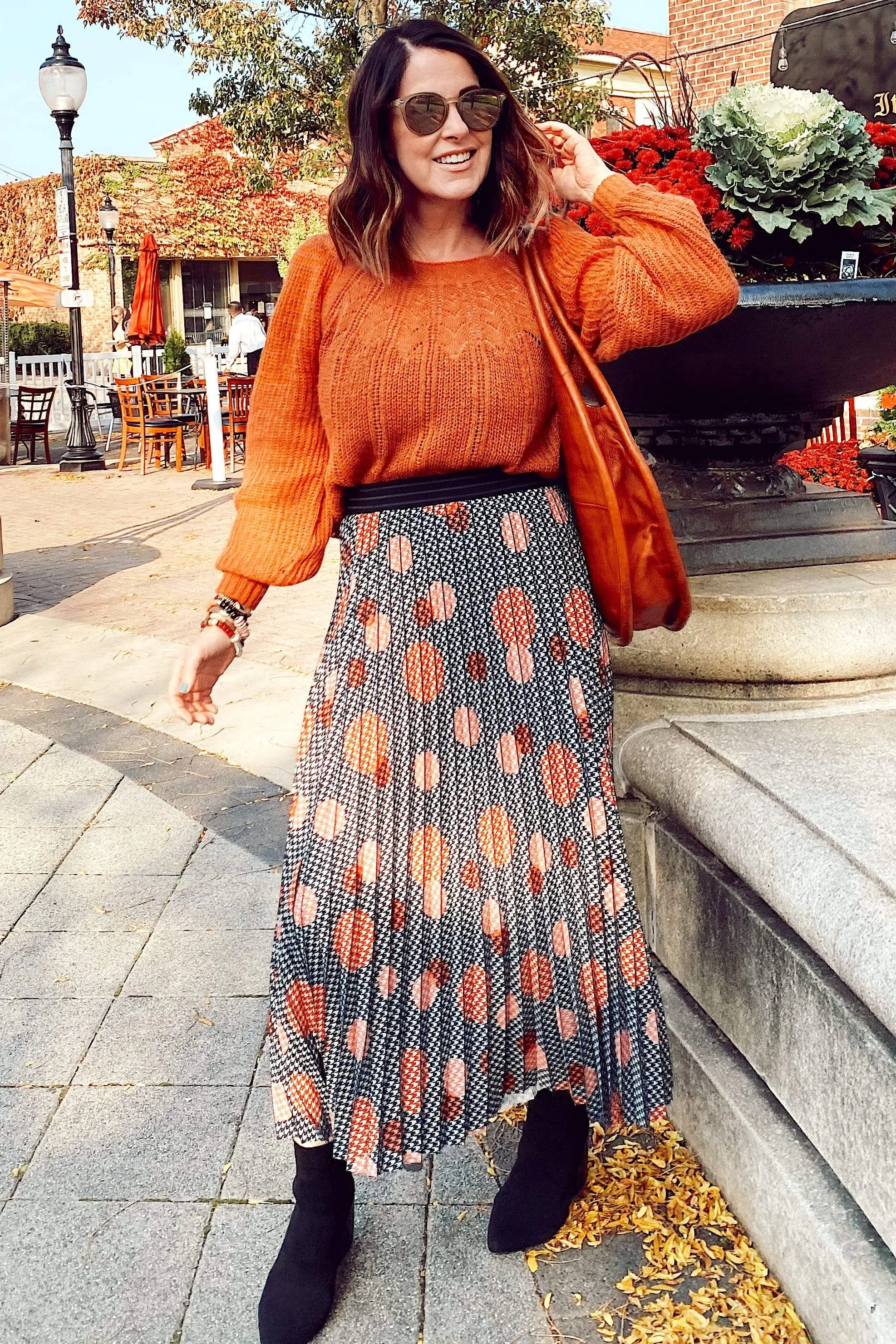 Ingrid Pleated Skirt -  Congo Dot Refined Sophistication Style Moment