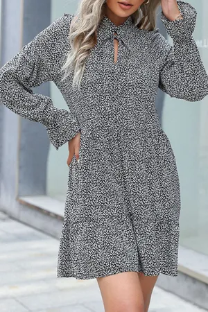 Versatile occasion dress Light and breezy summer dress RUFFLED SLEEVE PATTERNED MIDI DRESS