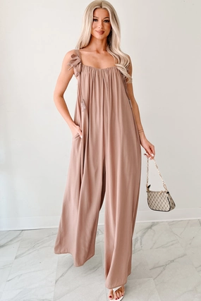 Casual Vibes Timeless Shape Elegance In Motion Sleeveless Flowy Jumpsuit (Mocha)