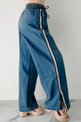 Performance Gear Comfortable Style Betsy Almost Famous Wide Leg Drawstring Waist Jeans (Medium)