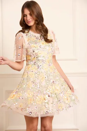High Neck Elina Rose Short Sleeve Mini Dress
